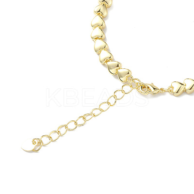 Cubic Zirconia Bear Link Bracelet with Heart Link Chains BJEW-H586-01G-1