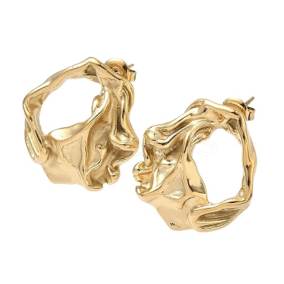 304 Stainless Steel ABS Imitation Pearl Nuggets Stud Earrings EJEW-K268-60G-1