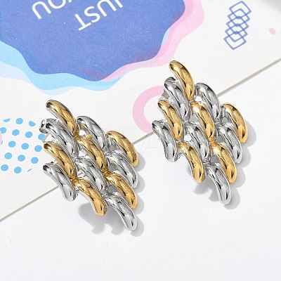 304 Stainless Steel Two Tone Stud Earrings for Women LS-STAS-Z117-03GP-1
