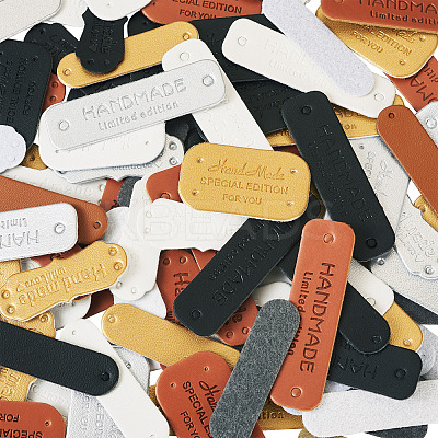 100Pcs 20 Styles PU Leather Label Tags PURS-TA0001-02-1