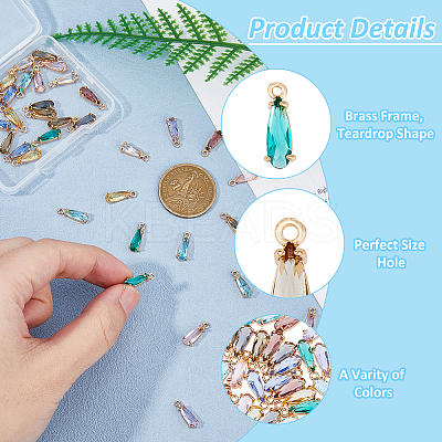 50Pcs 10 Colors Faceted Glass Charms GLAA-HS0001-08-1
