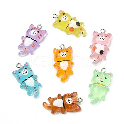 70Pcs 7 Colors Luminous Transparent Resin Pendants FIND-CJ0004-53-1