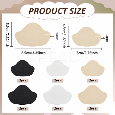 6 Sets 3 Colors PU Leather Self-adhesive Non Slip Shoe Pads AJEW-BC0009-36-1