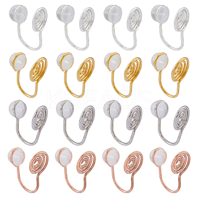 16Pcs 4 Colors Brass Vortex Clip-on Earring Findings FIND-FH0007-97-1