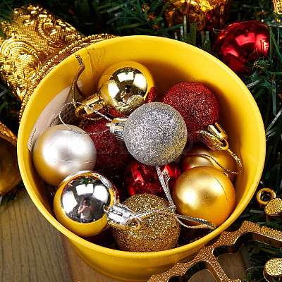 3 Boxes 3 Style Christmas Ball Plastic Ornaments AJEW-SZ0001-86-1