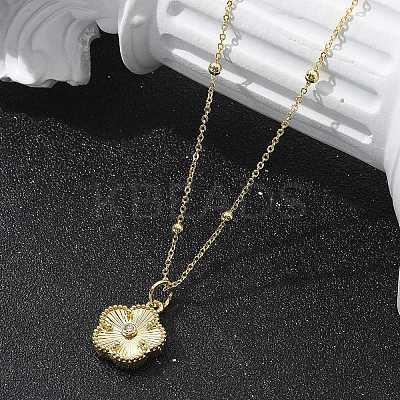 Brass Micro Pave Clear Cubic Zirconia Pendants Necklaces NJEW-M088-03G-01-1