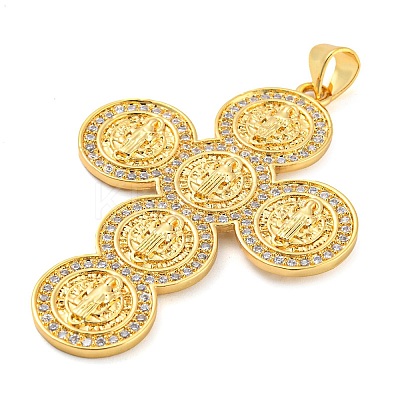 Cross Brass Micro Pave Cubic Zirconia Pendants KK-Q796-01G-1