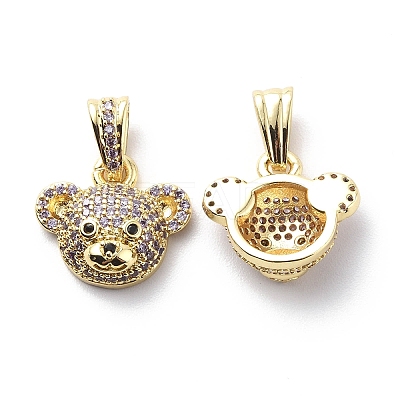 Brass Cubic Zirconia Charms KK-G446-25G-01-1
