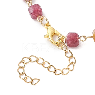 Natural Multicolor Tourmaline Beads Link Chain Bracelets for Women BJEW-JB13238-1