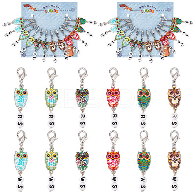 Alloy Enamel & Acrylic Pendant Locking Stitch Markers HJEW-AB00179-1