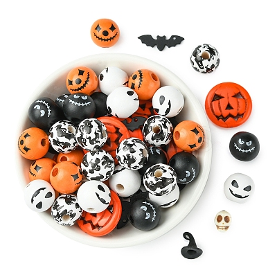 DIY Halloween Synthetic Turquoise & Round Wood Beads Jewelry Findings Kits DIY-FS0006-35-1