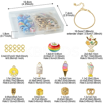 DIY Ice Cream Alloy Enamel & Rondelle Resin European Style Bracelet Making Kits DIY-FS0007-25-1