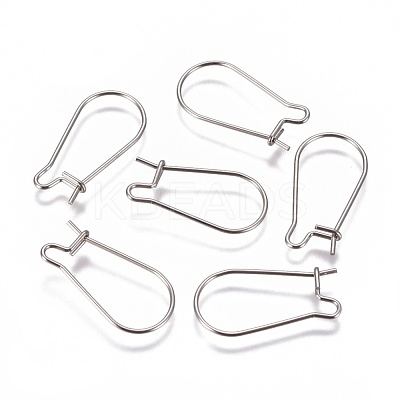 Non-Tarnish 304 Stainless Steel Hoop Earrings Findings Kidney Ear Wires STAS-G200-01A-P-1