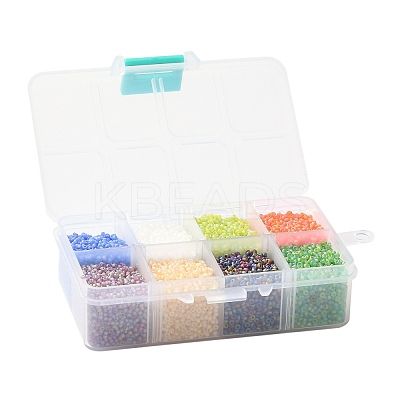 FGB 200G 8 Colors 12/0 Grade A Round Glass Seed Beads SEED-JP0010-04-2mm-1
