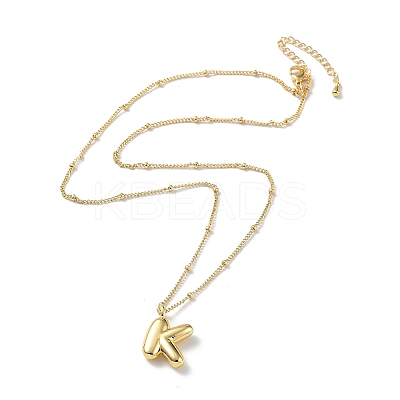 Initial Letter Brass Pendant Necklace LS-NJEW-A015-21G-K-1