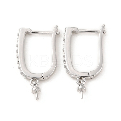 Rack Plating Brass Micro Pave Cubic Zirconia Hoop Earring Finding KK-C021-12P-1
