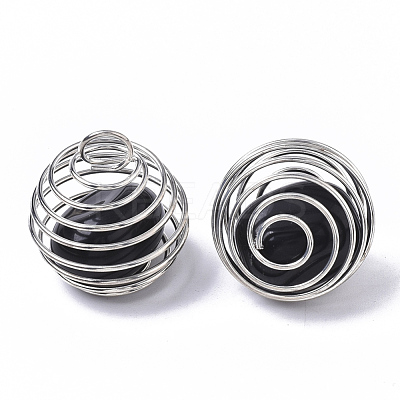 Iron Wrap-around Spiral Bead Cage Pendants IFIN-R239-01P-1