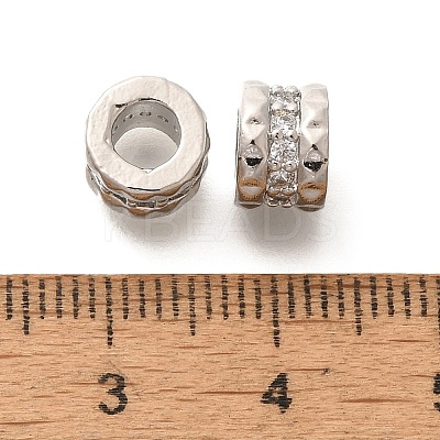 Rack Plating Brass Micro Pave Clear Cubic Zirconia European Beads KK-H508-12P-1