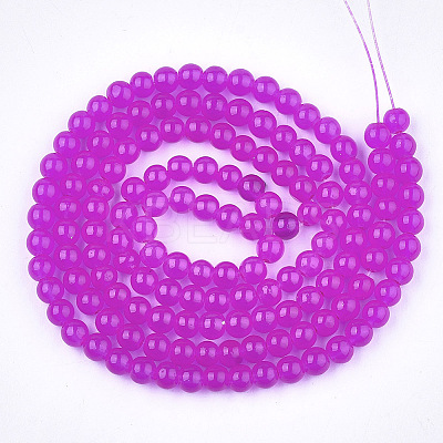 Baking Paint Imitation Jade Glass Round Bead Strands X-DGLA-Q021-6mm-04-1