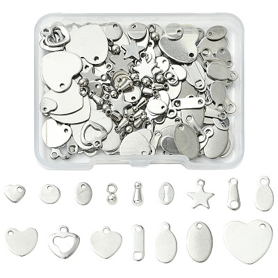 160Pcs 16 Styles 304 Stainless Steel Chain Tabs FIND-CJ0004-88-1