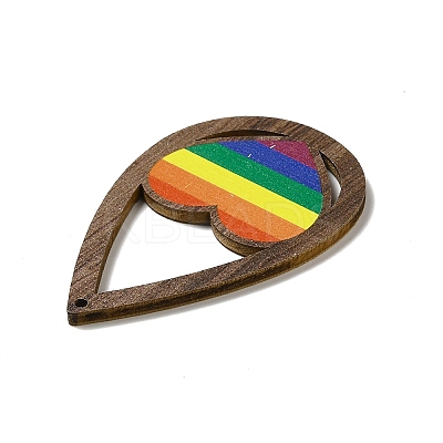Rainbow/Pride Flag Theme Single Face Printed Aspen Wood Big Pendants WOOD-G014-02B-1