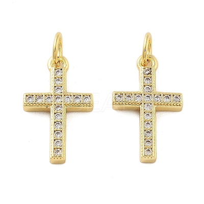 Brass Micro Pave Cubic Zirconia Pendants KK-C092-21B-G-1