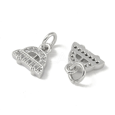Brass Micro Pave Clear Cubic Zirconia Pendants KK-S367-13A-1