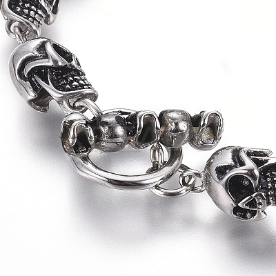 304 Stainless Steel Link Chain Bracelets BJEW-L665-01AS-1