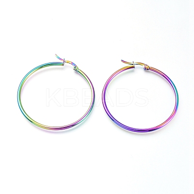 201 Stainless Steel Big Hoop Earrings EJEW-A052-20B-M-1