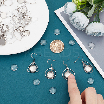 DIY Blank Dome 201 Stainless Steel Dangle Earrings Making Kit STAS-UN0057-23-1