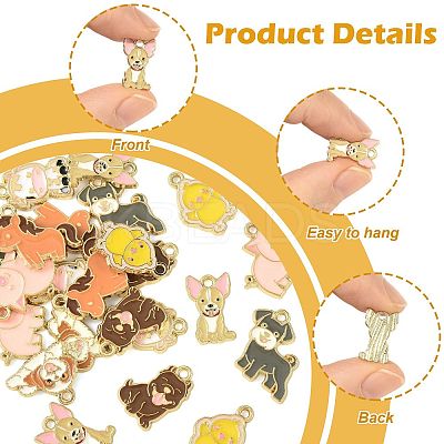 24Pcs 8 Styles Zinc Alloy Enamel Pendants ENAM-FS0004-05-1