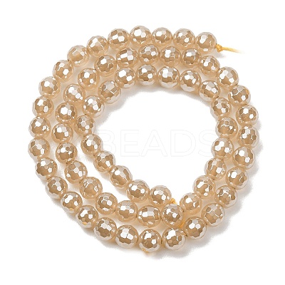 Electroplated Natural Agate Beads Strands G-B191-A07-6mm-07-1