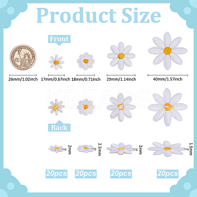 80Pcs 4 Styles Flower Polyester Embroidery Cloth Iron On/Sew On Patches DIY-FG0008-09-1