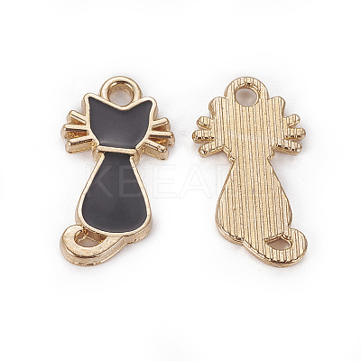 Cat and Fish Theme Alloy Enamel Charms ENAM-X0017-04-1