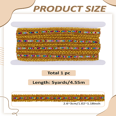 5 Yards Polyester Braided Lace Ribbon OCOR-LP0001-58-1