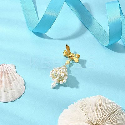 Shell Pearl Beaded Bell Pendant Brooch JEWB-MZ00002-1