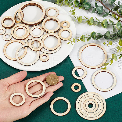 200Pcs 5 Styles Laser Cut Wood Shapes WOOD-SP0001-18-1