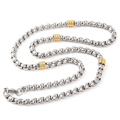 304 Stainless Steel Box Chain Necklaces for Women LS-NJEW-G140-03GP-1