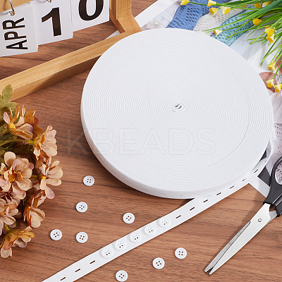 20Pcs Resin Buttons with 30M Polypropylene & Polycotton Flat Elastic Cord DIY-GF0009-64B-1