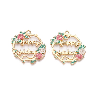 Rack Plating Alloy Enamel Pendants LS-ENAM-N056-369KCG-01-1