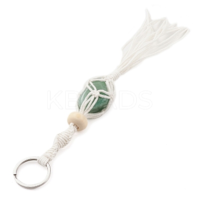 Waxed Cotton Cord Braided Macrame Pouch Gemstone Holder Keychain KEYC-JKC00537-1