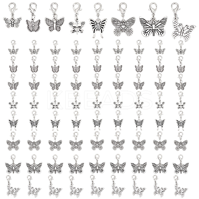 Butterfly Tibetan Style Alloy Pendant Decorations HJEW-HY00129-1