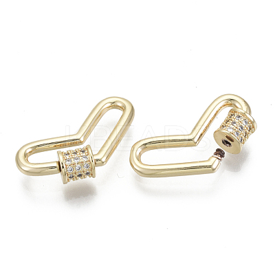 Brass Micro Pave Cubic Zirconia Screw Carabiner Lock Charms KK-R136-066C-NF-1