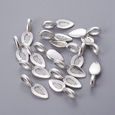 Tibetan Style Alloy Glun-on Flat Pad Bails for Pendants Making X-TIBEP-3348-AS-RS-1