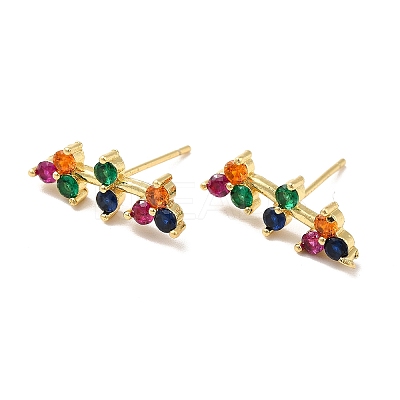 Colorful Cubic Zirconia Bar Shape Stud Earrings KK-H434-28G-1
