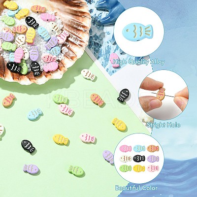 45Pcs 9 Colors Baking Paint Alloy Beads FIND-CJ0003-26-1