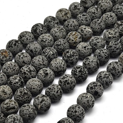 Unwaxed Natural Lava Rock Bead Strands G-F309-16mm-1