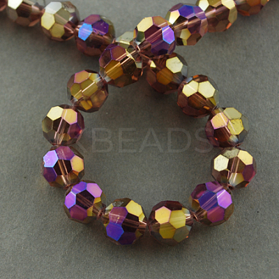Electroplate Glass Beads Strands X-EGLA-R016-6mm-13-1