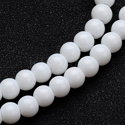 Opaque Color Glass Round Bead Strands GLAA-I026-10mm-02-1
