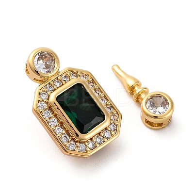 Brass Micro Pave Cubic Zirconia Box Clasps KK-P291-32G-1